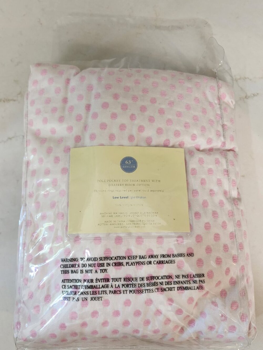 Pottery Barn Kids Pink Audry Chenille Dot Curtain Panel 63" OPEN PKG NEW - Picture 2 of 5